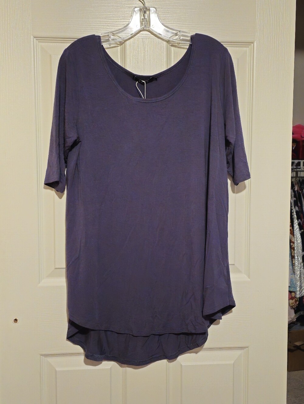 Yala Relaxed Scoop Neck Tunic in Charcoal Gray Sz L NWT